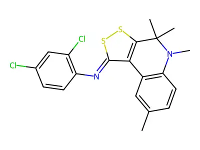 2,4-dichloro-N-[(1Z)-4,4,5,8-tetramethyl-4,5-dihydro-1H-[1,2]dithiolo[3,4-c]quinolin-1-ylidene]aniline structure
