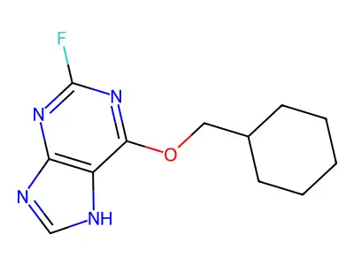 6-(cyclohexylmethoxy)-2-fluoro-7H-purine structure