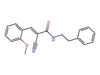 (E)-2-cyano-3-(2-methoxyphenyl)-N-(2-phenylethyl)prop-2-enamide structure