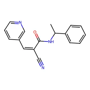 2-cyano-N-(1-phenylethyl)-3-pyridin-3-ylprop-2-enamide structure