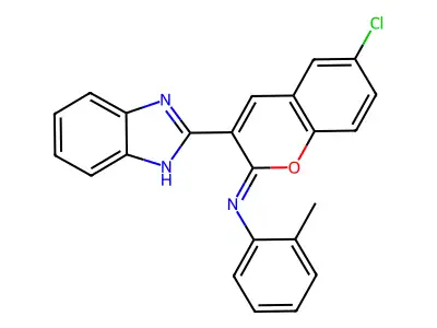 N-[(2Z)-3-(1H-benzimidazol-2-yl)-6-chloro-2H-chromen-2-ylidene]-2-methylaniline structure