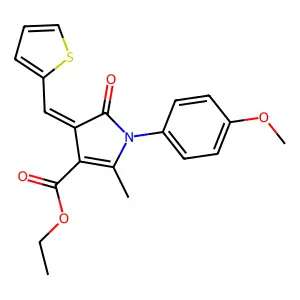 ethyl 1-(4-methoxyphenyl)-2-methyl-5-oxo-4-(thiophen-2-ylmethylene)-4,5-dihydro-1h-pyrrole-3-carboxylate structure