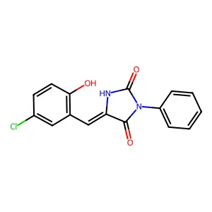 (5E)-5-(5-chloro-2-hydroxybenzylidene)-3-phenylimidazolidine-2,4-dione structure