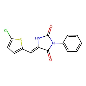 (5E)-5-[(5-chlorothiophen-2-yl)methylidene]-3-phenylimidazolidine-2,4-dione structure