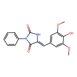 (5E)-5-(4-hydroxy-3,5-dimethoxybenzylidene)-3-phenylimidazolidine-2,4-dione structure