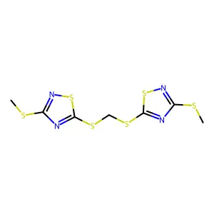 Bis(3-methylthio-1,2,4-thiadiazol-5-ylthio)methane structure