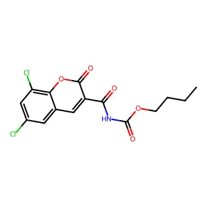 Butyl (6,8-dichloro-2-oxo-2H-chromen-3-yl)carbonylcarbamate structure