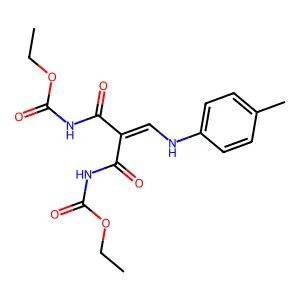 Ethyl 2-{[(ethoxycarbonyl)amino]carbonyl}-3-(4-toluidino)acryloylcarbamate structure