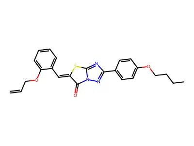 2-(4-Butoxyphenyl)-5-({2-[(prop-2-en-1-yl)oxy]phenyl}methylidene)[1,3]thiazolo[3,2-b][1,2,4]triazol-6(5H)-one structure