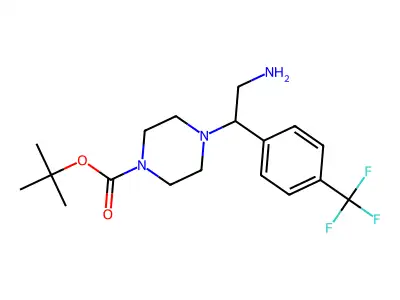 t-Butyl4-(2-amino-1-(4-(trifluoromethyl)phenyl)ethyl)piperazine carboxylate structure
