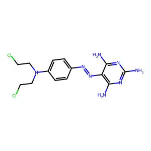 Pyrimidine, 5-(p-bis(2-chloroethyl)aminophenyl)azo-2,4,6-triamino-, hydrate structure