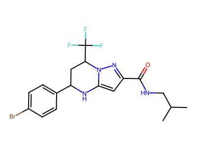 5-(4-bromophenyl)-N-isobutyl-7-(trifluoromethyl)-4,5,6,7-tetrahydropyrazolo[1,5-a]pyrimidine-2-carboxamide structure
