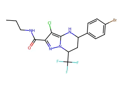 5-(4-bromophenyl)-3-chloro-N-propyl-7-(trifluoromethyl)-4,5,6,7-tetrahydropyrazolo[1,5-a]pyrimidine-2-carboxamide structure