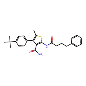 4-(4-Tert-butylphenyl)-5-methyl-2-(4-phenylbutanoylamino)thiophene-3-carboxamide structure