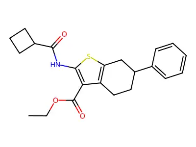 ethyl 2-[(cyclobutylcarbonyl)amino]-6-phenyl-4,5,6,7-tetrahydro-1-benzothiophene-3-carboxylate structure