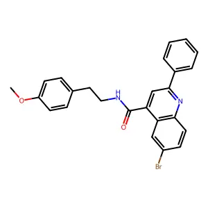 6-bromo-N-[2-(4-methoxyphenyl)ethyl]-2-phenylquinoline-4-carboxamide structure