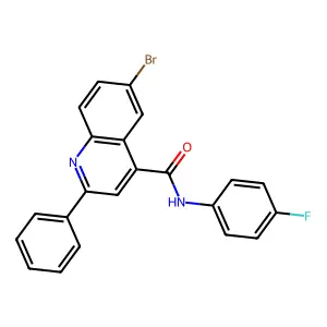 6-bromo-N-(4-fluorophenyl)-2-phenylquinoline-4-carboxamide structure