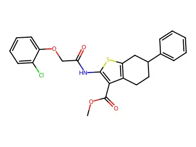 methyl 2-{[(2-chlorophenoxy)acetyl]amino}-6-phenyl-4,5,6,7-tetrahydro-1-benzothiophene-3-carboxylate structure