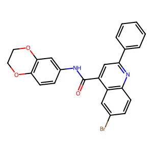 6-bromo-N-(2,3-dihydro-1,4-benzodioxin-6-yl)-2-phenyl-4-quinolinecarboxamide structure