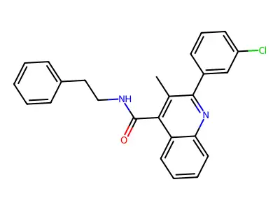 2-(3-chlorophenyl)-3-methyl-N-(2-phenylethyl)quinoline-4-carboxamide structure