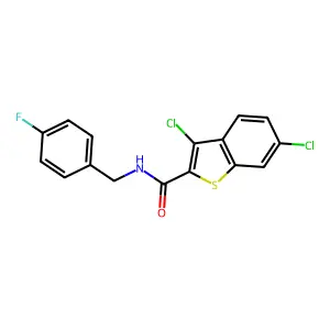 3,6-dichloro-N-(4-fluorobenzyl)-1-benzothiophene-2-carboxamide structure