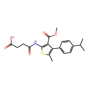 4-[[3-methoxycarbonyl-5-methyl-4-(4-propan-2-ylphenyl)thiophen-2-yl]amino]-4-oxobutanoic acid structure