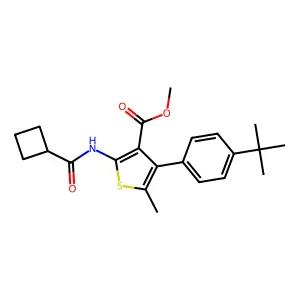 methyl 4-(4-tert-butylphenyl)-2-(cyclobutanecarbonylamino)-5-methylthiophene-3-carboxylate structure