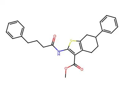 methyl 6-phenyl-2-[(4-phenylbutanoyl)amino]-4,5,6,7-tetrahydro-1-benzothiophene-3-carboxylate structure