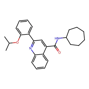 N-cycloheptyl-2-(2-isopropoxyphenyl)quinoline-4-carboxamide structure
