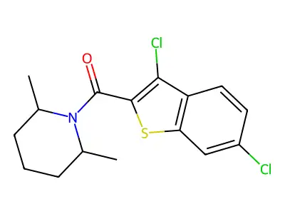 (3,6-Dichloro-1-benzothiophen-2-yl)(2,6-dimethylpiperidin-1-yl)methanone structure