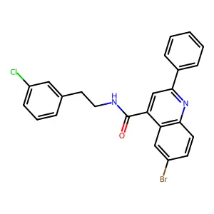6-bromo-N-[2-(3-chlorophenyl)ethyl]-2-phenylquinoline-4-carboxamide structure