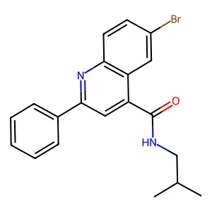 6-bromo-N-(2-methylpropyl)-2-phenylquinoline-4-carboxamide structure