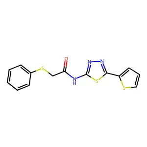 2-phenylsulfanyl-N-(5-thiophen-2-yl-1,3,4-thiadiazol-2-yl)acetamide structure