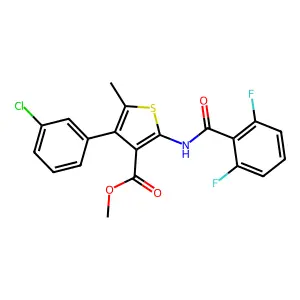 methyl 4-(3-chlorophenyl)-2-[(2,6-difluorobenzoyl)amino]-5-methylthiophene-3-carboxylate structure