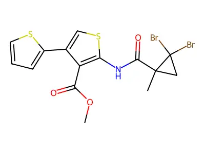 methyl 2-{[(2,2-dibromo-1-methylcyclopropyl)carbonyl]amino}-2',4-bithiophene-3-carboxylate structure