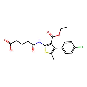 5-[[4-(4-chlorophenyl)-3-ethoxycarbonyl-5-methylthiophen-2-yl]amino]-5-oxopentanoic acid structure