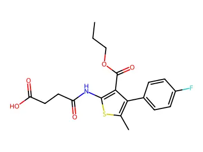 4-[[4-(4-fluorophenyl)-5-methyl-3-propoxycarbonylthiophen-2-yl]amino]-4-oxobutanoic acid structure