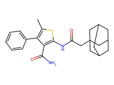 2-[[2-(1-Adamantyl)acetyl]amino]-5-methyl-4-phenylthiophene-3-carboxamide structure