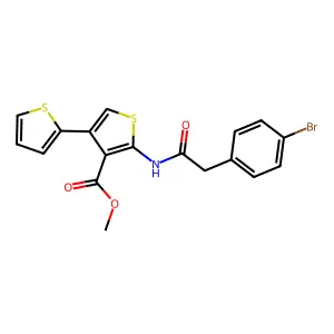 Methyl 2-[[2-(4-bromophenyl)acetyl]amino]-4-thiophen-2-ylthiophene-3-carboxylate structure
