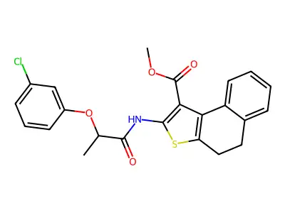 methyl 2-{[2-(3-chlorophenoxy)propanoyl]amino}-4,5-dihydronaphtho[2,1-b]thiophene-1-carboxylate structure