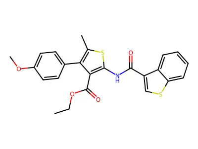 ethyl 2-(1-benzothiophene-3-carbonylamino)-4-(4-methoxyphenyl)-5-methylthiophene-3-carboxylate structure