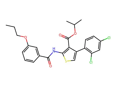 isopropyl 4-(2,4-dichlorophenyl)-2-[(3-propoxybenzoyl)amino]-3-thiophenecarboxylate structure