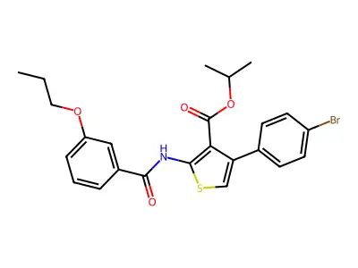 Isopropyl 4-(4-bromophenyl)-2-[(3-propoxybenzoyl)amino]-3-thiophenecarboxylate structure
