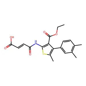 (E)-4-[[4-(3,4-dimethylphenyl)-3-ethoxycarbonyl-5-methylthiophen-2-yl]amino]-4-oxobut-2-enoic acid structure