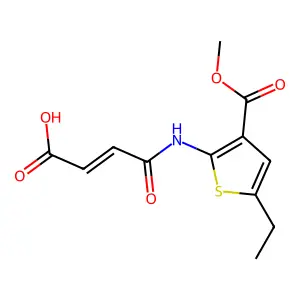 (2E)-4-{[5-ethyl-3-(methoxycarbonyl)thiophen-2-yl]amino}-4-oxobut-2-enoic acid structure