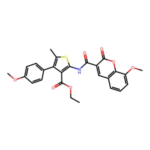 ethyl 2-{[(8-methoxy-2-oxo-2H-chromen-3-yl)carbonyl]amino}-4-(4-methoxyphenyl)-5-methylthiophene-3-carboxylate structure