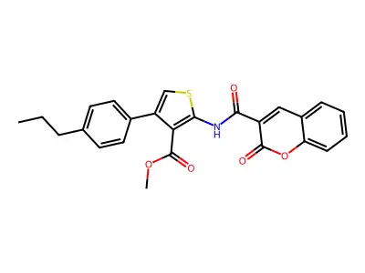 methyl 2-[(2-oxochromene-3-carbonyl)amino]-4-(4-propylphenyl)thiophene-3-carboxylate structure