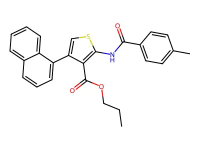 Propyl 2-[(4-methylbenzoyl)amino]-4-(1-naphthyl)-3-thiophenecarboxylate structure