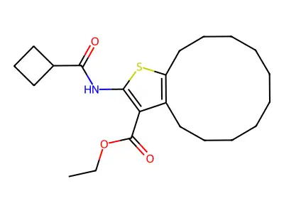 ethyl 2-[(cyclobutylcarbonyl)amino]-4,5,6,7,8,9,10,11,12,13-decahydrocyclododeca[b]thiophene-3-carboxylate structure