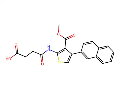 3-thiophenecarboxylic acid, 2-[(3-carboxy-1-oxopropyl)amino]-4-(2-naphthalenyl)-, 3-methyl ester structure